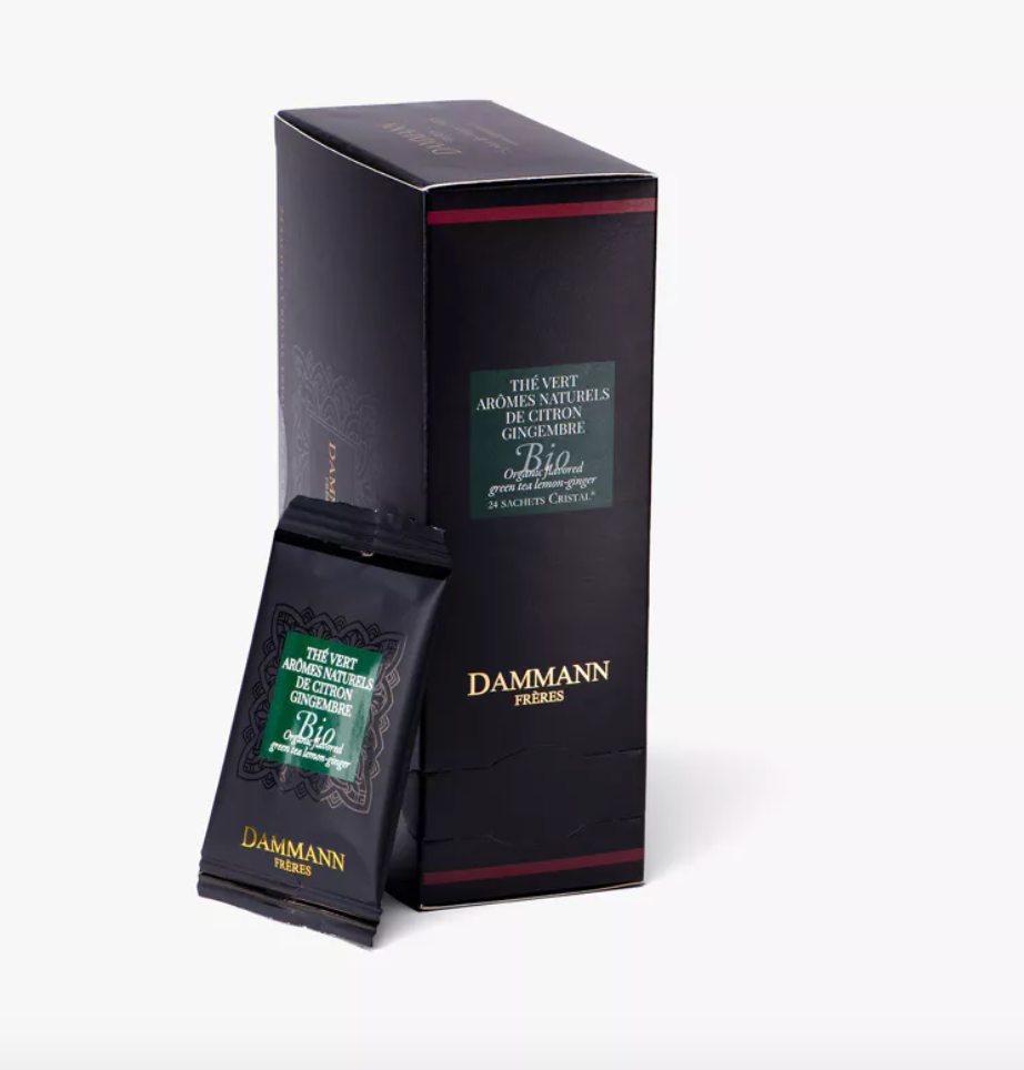 Boîte Sachets Enveloppés x24 - THÉ VERT ARÔMES NATURELS DE CITRON GINGEMBRE BIO