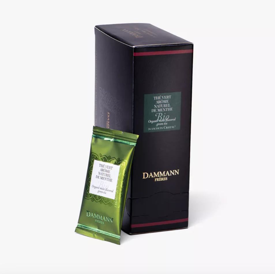 Boîte Sachets Enveloppés x24 - THÉ VERT ARÔME NATUREL DE MENTHE BIO
