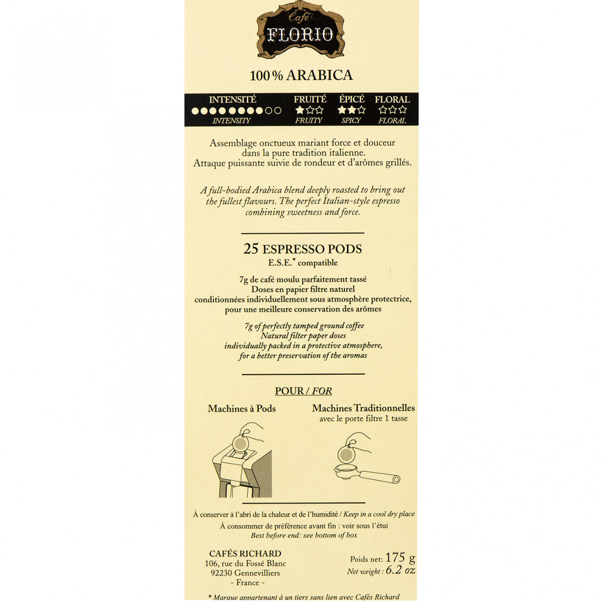 Café Florio pods ESE étui x25 - 100% arabica