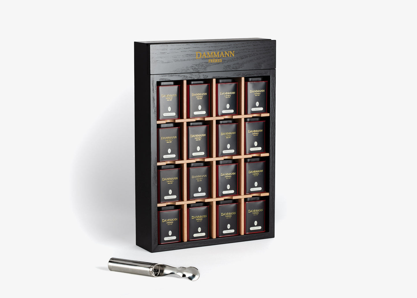 Coffret - MY LITTLE BOUTIQUE. présentoir bois garnis de 16 mini boîtes + 1 infuseur