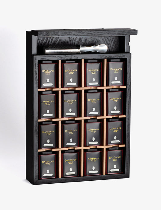Coffret - MY LITTLE BOUTIQUE. présentoir bois garnis de 16 mini boîtes + 1 infuseur