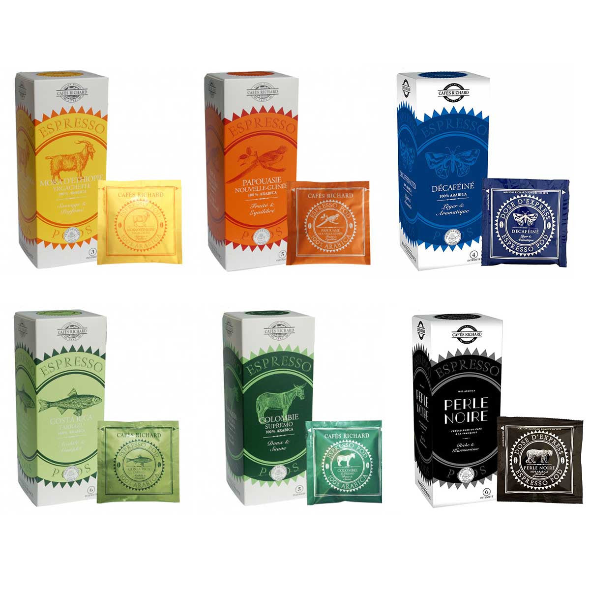 Coffret de Dosette ESE Cafés Richard - 6 variétés  (x36 pods)