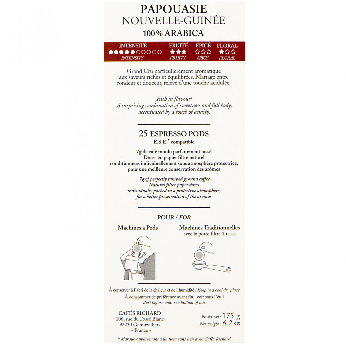 Café Papouasie pods ESE étui x25